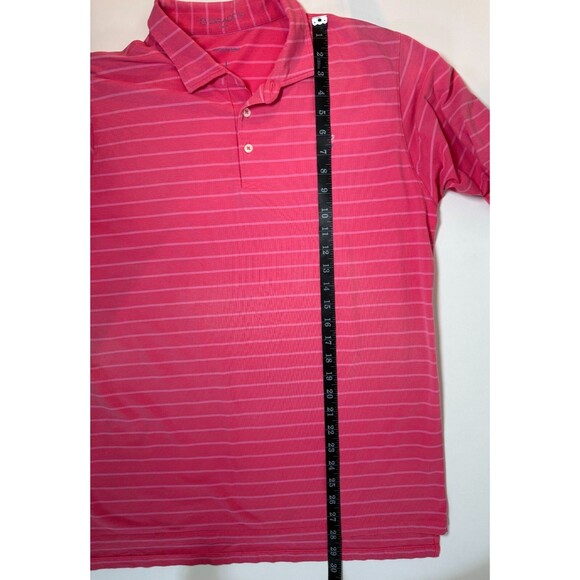 B. Draddy Men Polo Shirt Large Pink Striped Golf Performance Pima Cotton Stretch - Picture 10 of 13